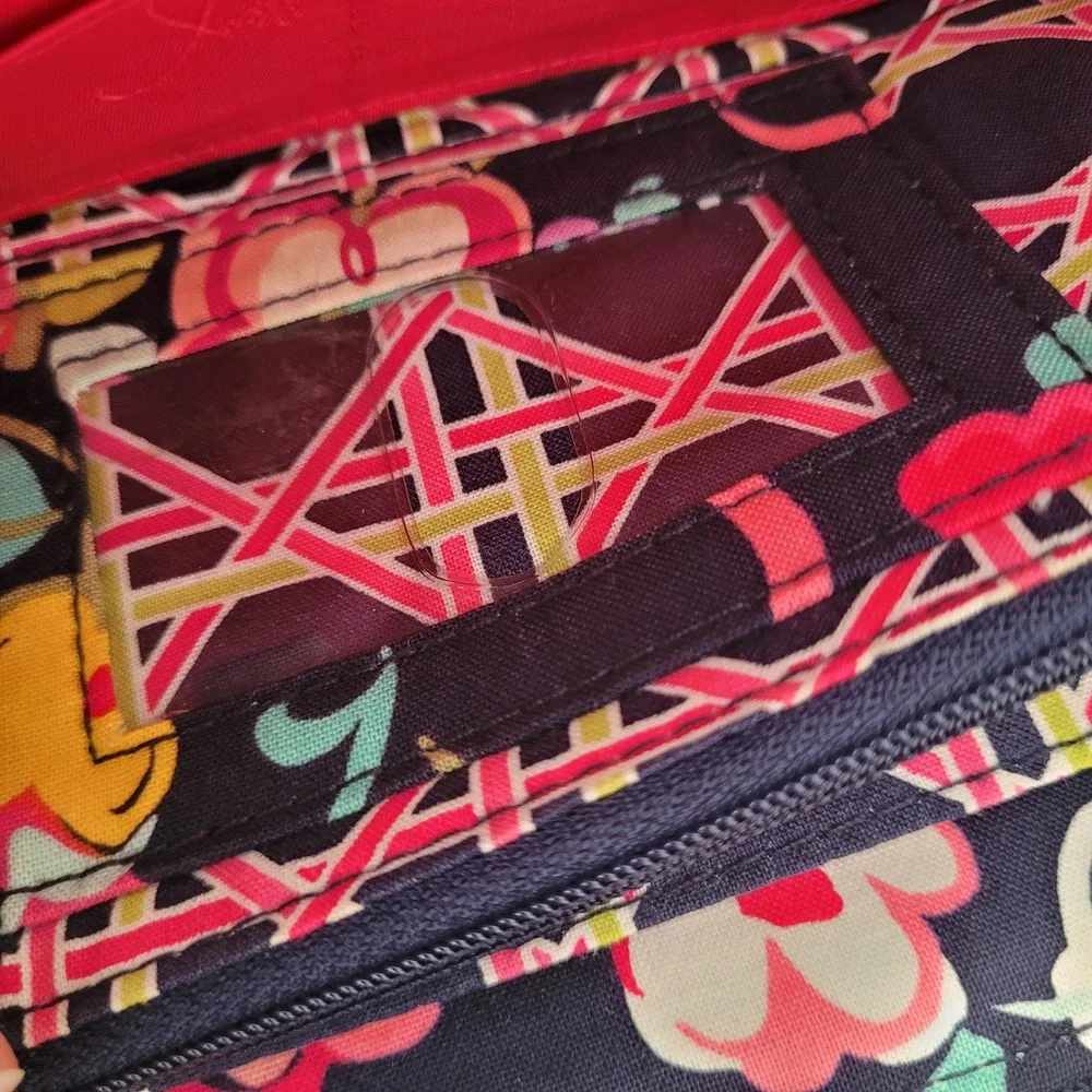 Vera Bradley Tutti Frutti Floral Quilted Zip Around Wallet Navy Pink Blue - Picture 5 of 9